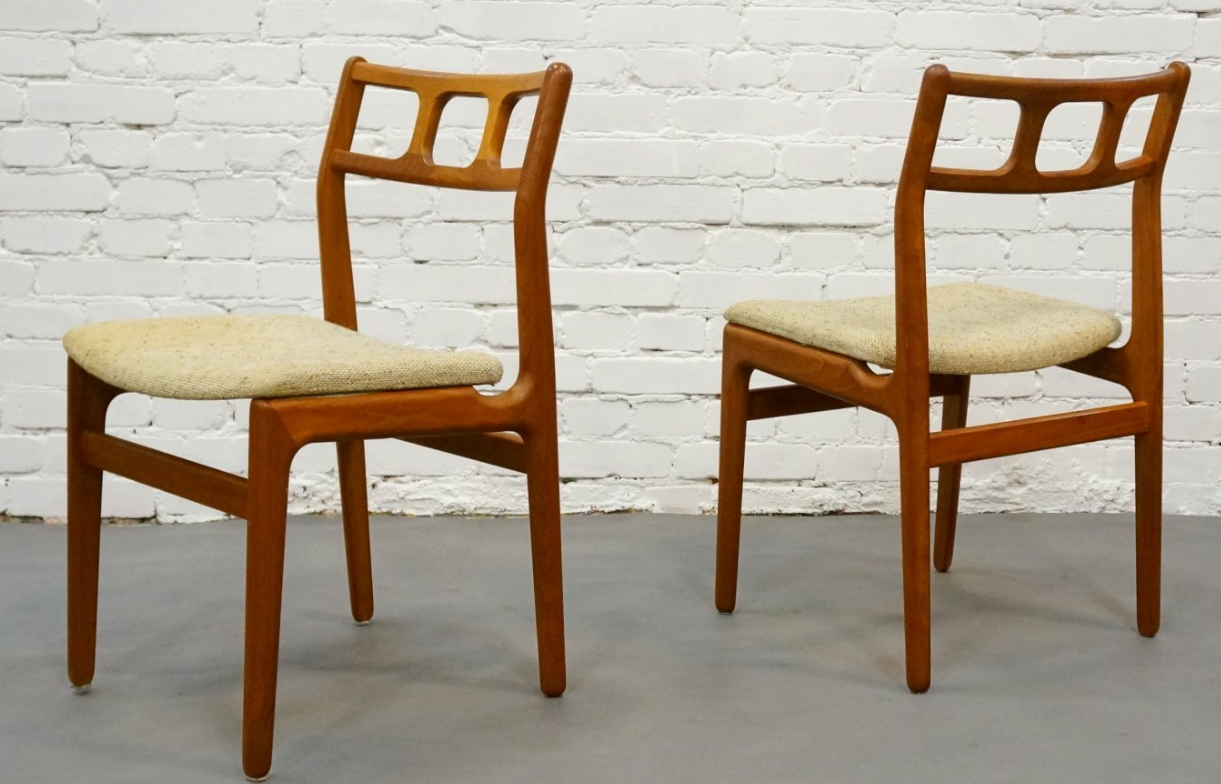 6 REFINISHED Danish Mid Century Modern Teak Chairs will be REUPHOLSTERED