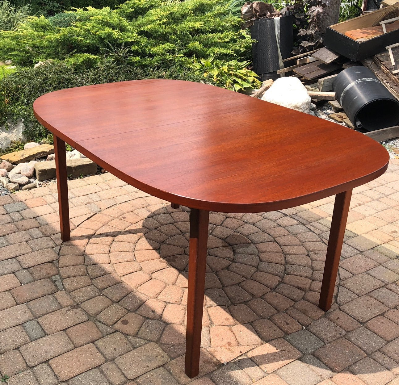 REFINISHED MCM Teak Table Rounded (no leaf) 6-Seater 39"x59' - Mid Century Modern Toronto
