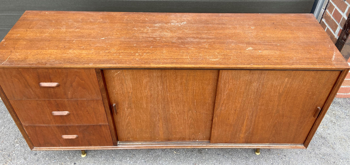 REFINISHED Mid Century Modern Teak Sideboard 58"