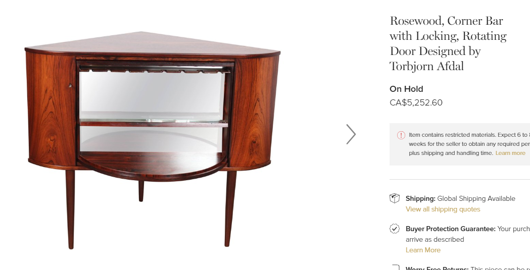 REFINISHED Danish MCM Teak Bar w Tambour Doors, perfect - Mid Century Modern Toronto