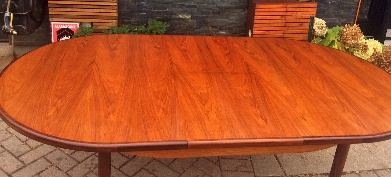 REFINISHED Mid Century Modern Oval Teak Dining Table Extendable Self Storing with butterfly leaf by GPlan - Mid Century Modern Toronto