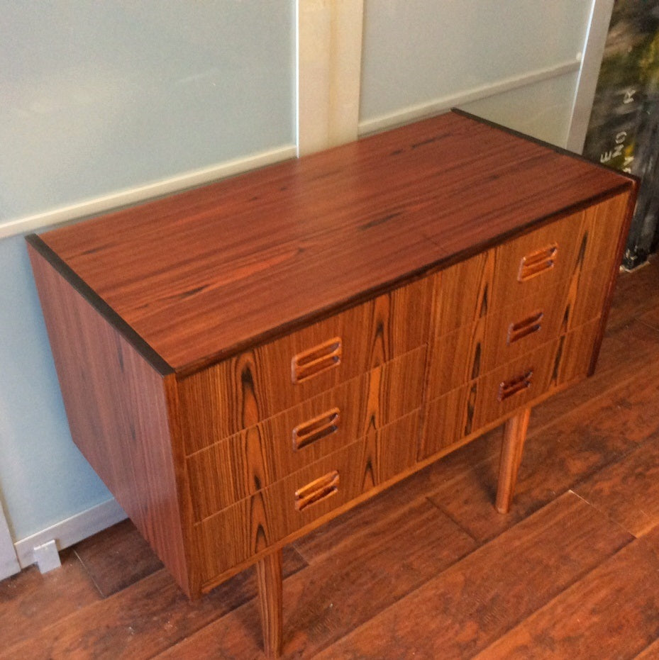 Danish Mid Century Modern Rosewood Dresser 6 Drawers Vanity Entry REFINISHED - Mid Century Modern Toronto