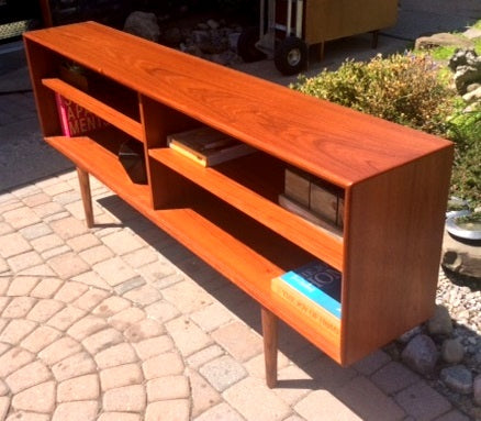 REFINISHED Danish MCM Teak Bookcase Display TV Console 71” - Mid Century Modern Toronto
