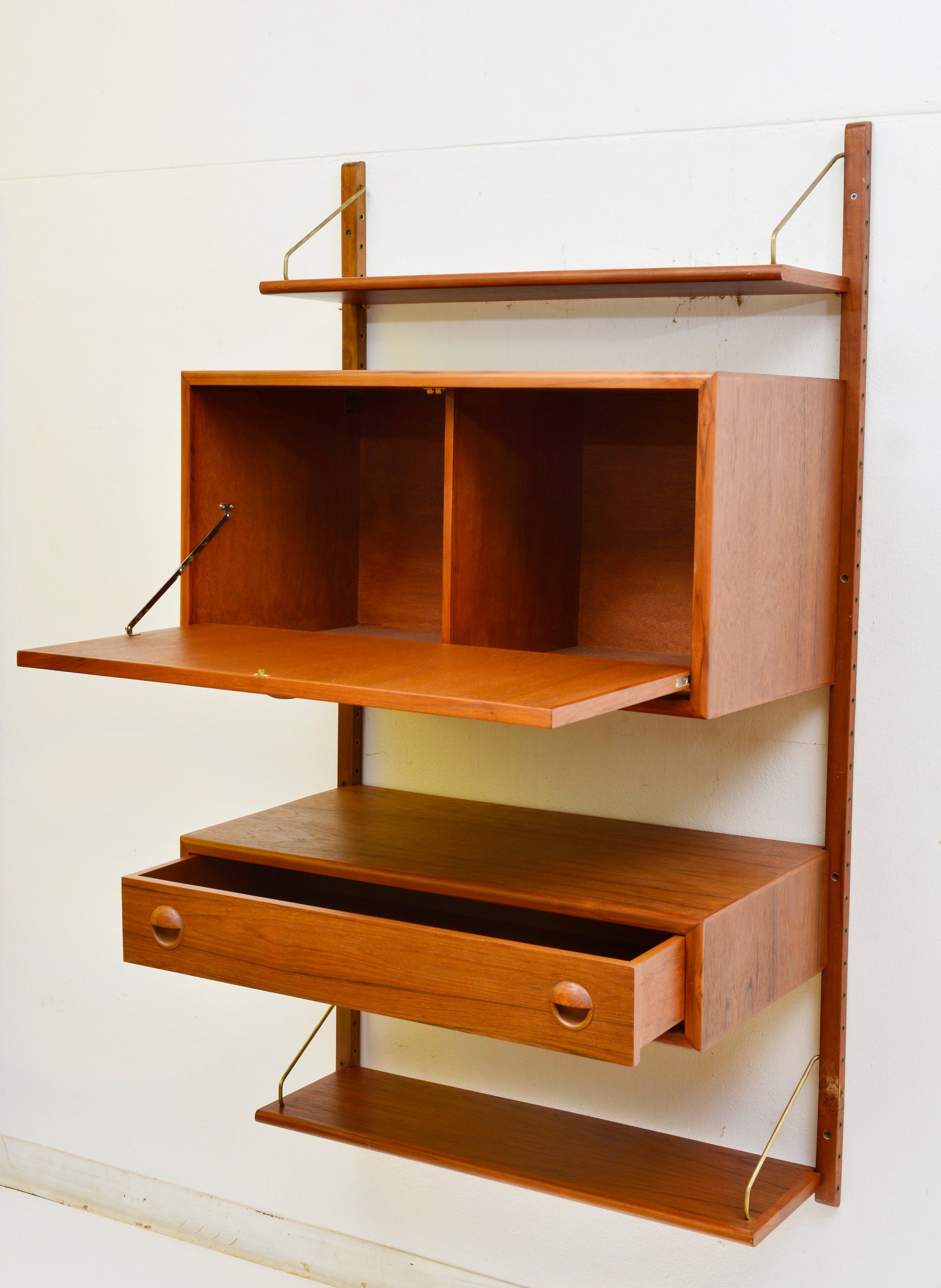 Restored Danish MCM teak modular wall unit with storage and display, PERFECT, CADO style - Mid Century Modern Toronto