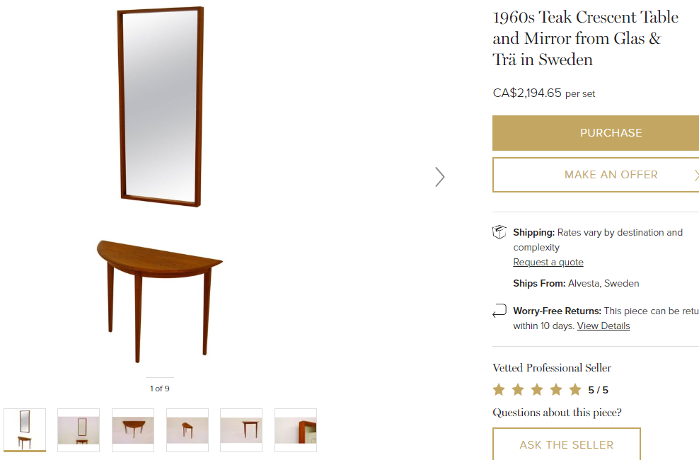 RESERVED for K. ***Danish MCM Pedersen & Hansen Solid Teak Mirror and Console Table,  PERFECT - Mid Century Modern Toronto