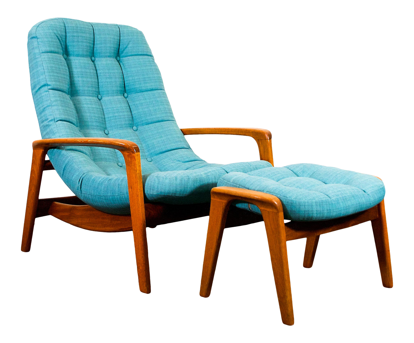 REFINISHED Iconic MCM Solid Teak Lounge Chair & Ottoman Scoop by Huber. Custom upholstery, PERFECT - Mid Century Modern Toronto