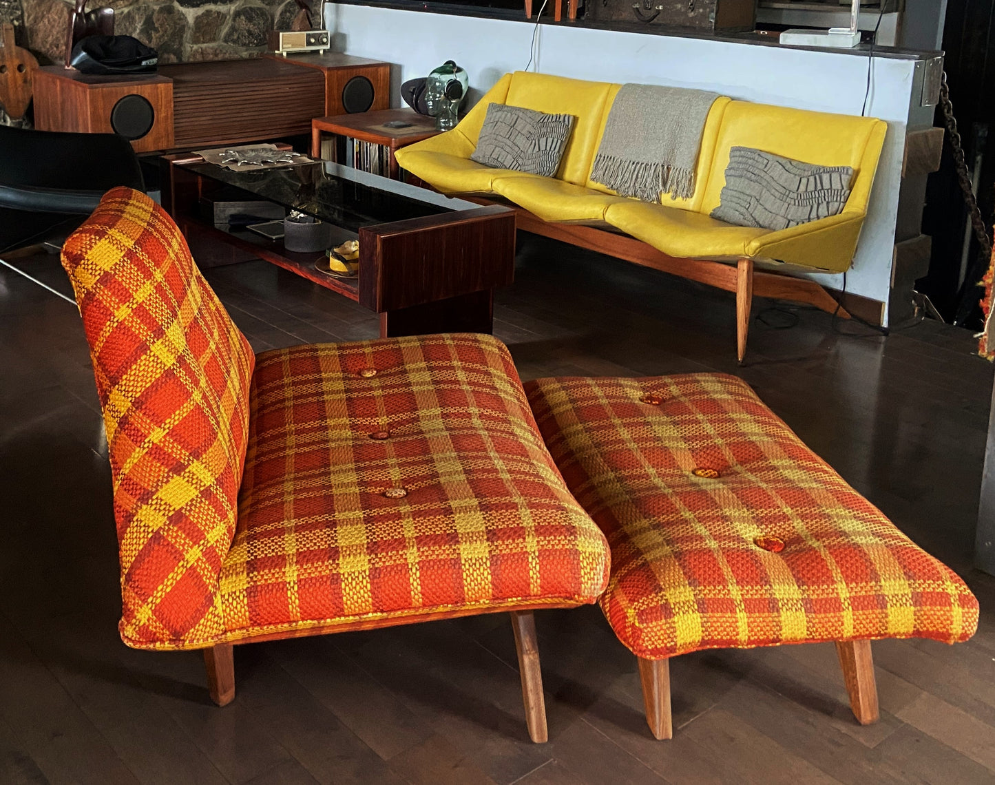 RESTORED MCM Large Lounge Chair & Ottoman in Adrian Pearsall style