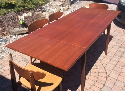 REFINISHED MCM Teak Draw Leaf Table by Punch Designs 48"-80" - Mid Century Modern Toronto