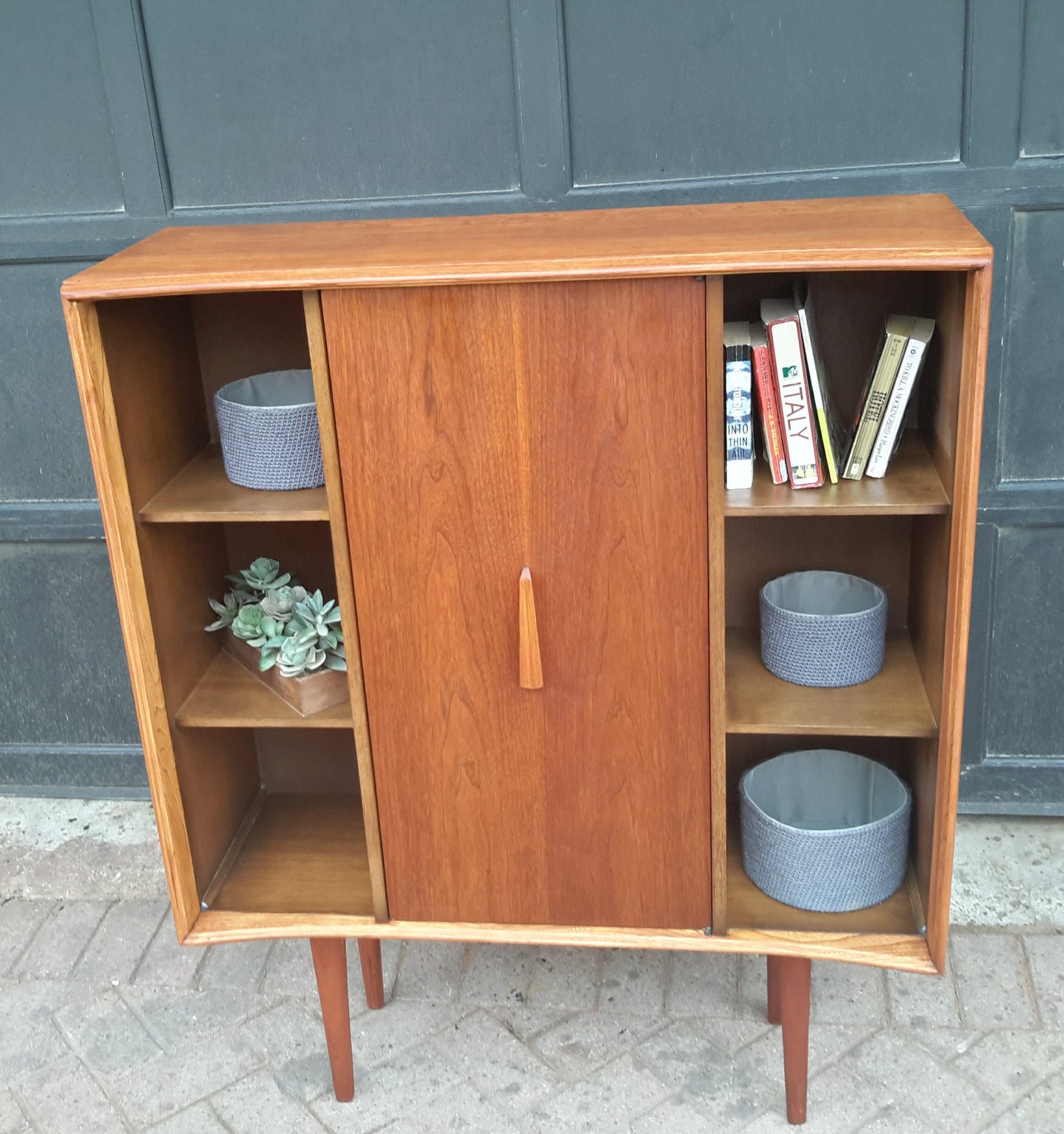 REFINISHED MCM Walnut Display Bookcase China Cabinet with a Door W 39" x H 49" - Mid Century Modern Toronto