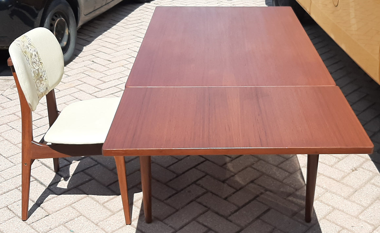 REFINISHED Danish MCM Teak Table with 1 Extension Leaf, 51-70.5"