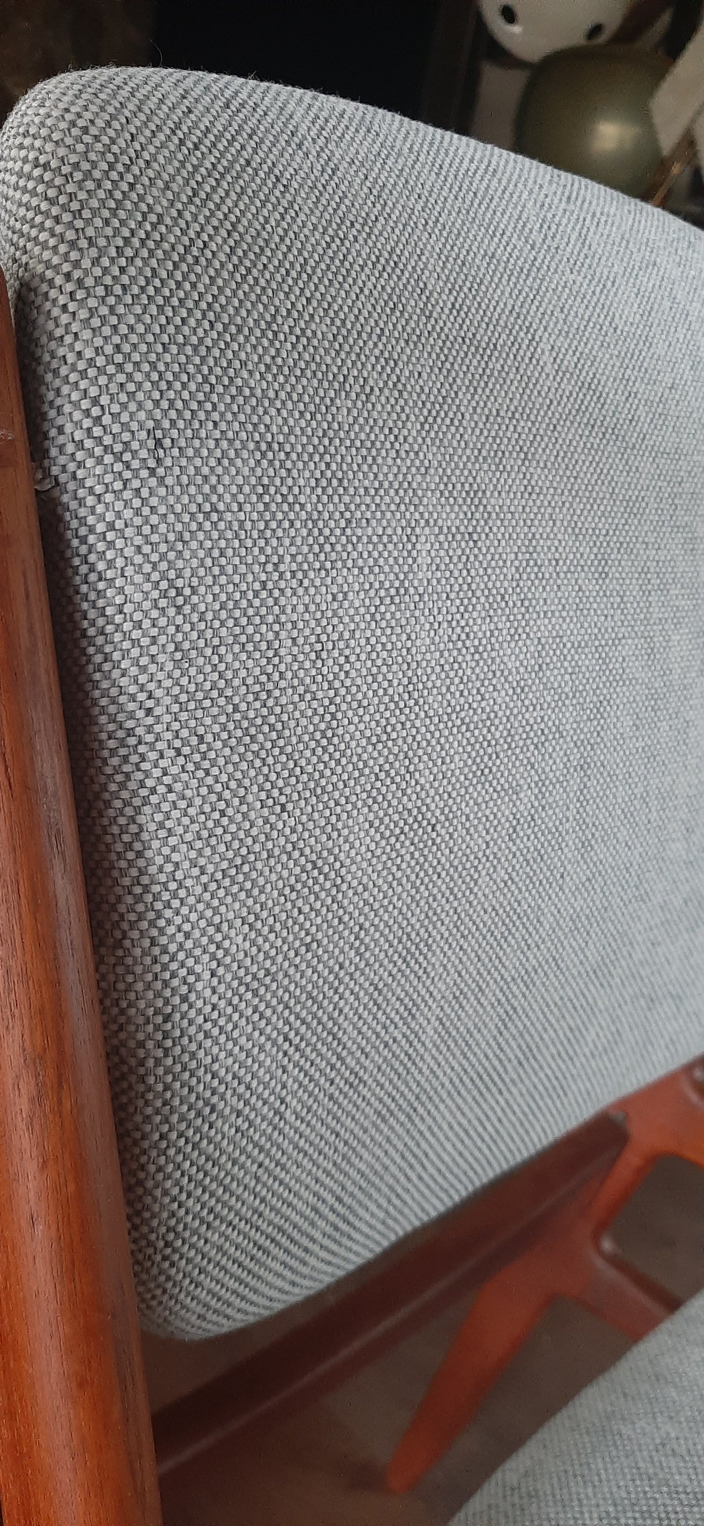 4 RESTORED REUPHOLSTERED in Maharam fabric Danish MCM Teak Chairs by Arne Vodder