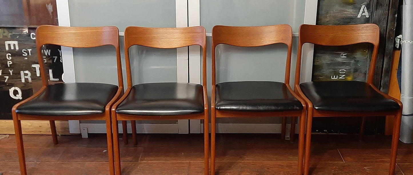 4 RESTORED Danish Mid Century Modern Teak Chairs, Moller style