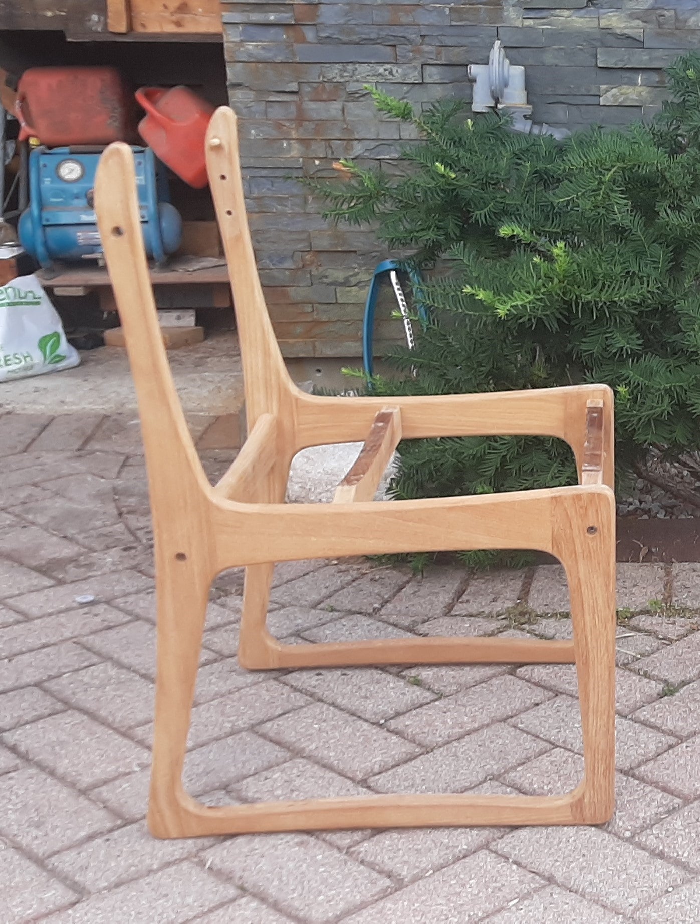 4 REFINISHED REUPHOLSTERED in Knoll fabric Mid Century Modern Teak Chairs by RS Associates