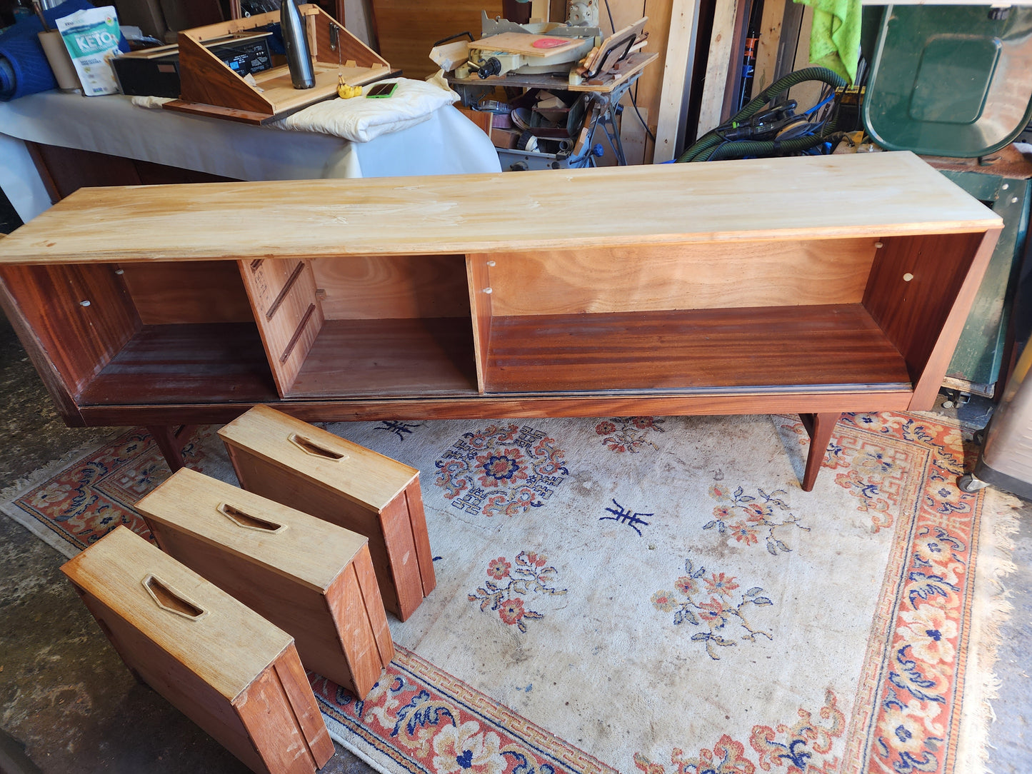REFINISHED Mid Century Modern Teak Sideboard by Royal Heritage Furniture, 87"
