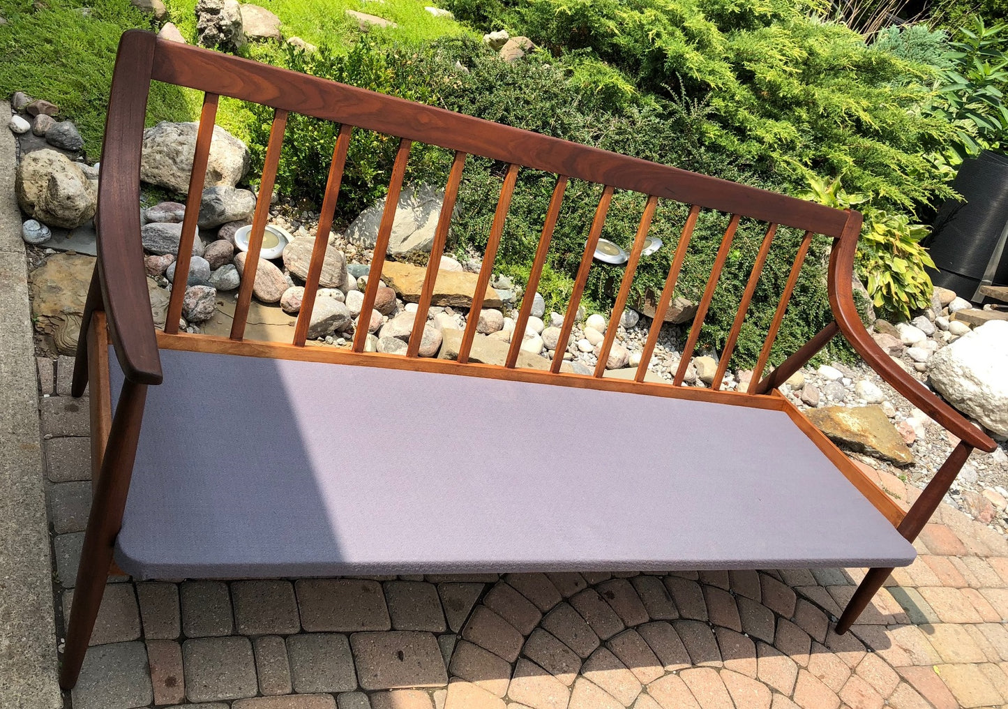 RESERVED FOR PETER & KAREN *******REFINISHED REUPHOLSTERED MCM Walnut Sofa & 2 Lounge Chairs Grey (buy all set or separately) - Mid Century Modern Toronto