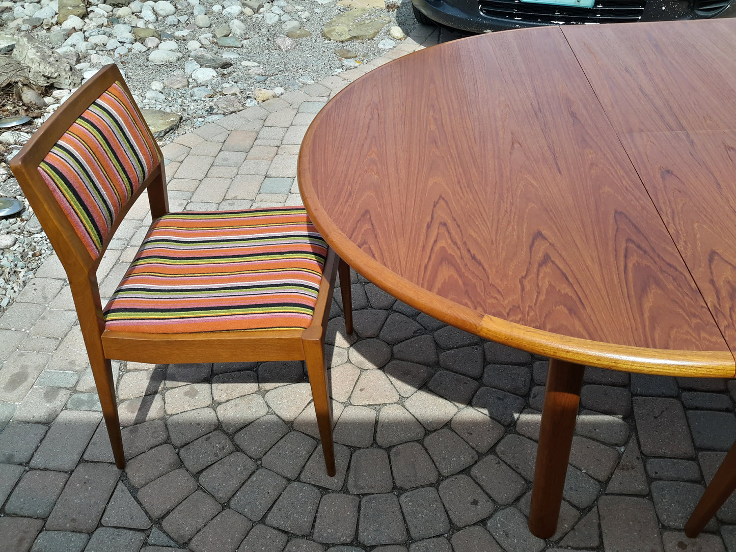 REFINISHED Danish MCM Teak Table Round to Oval w Butterfly Leaf 47.5"-67.5" - Mid Century Modern Toronto