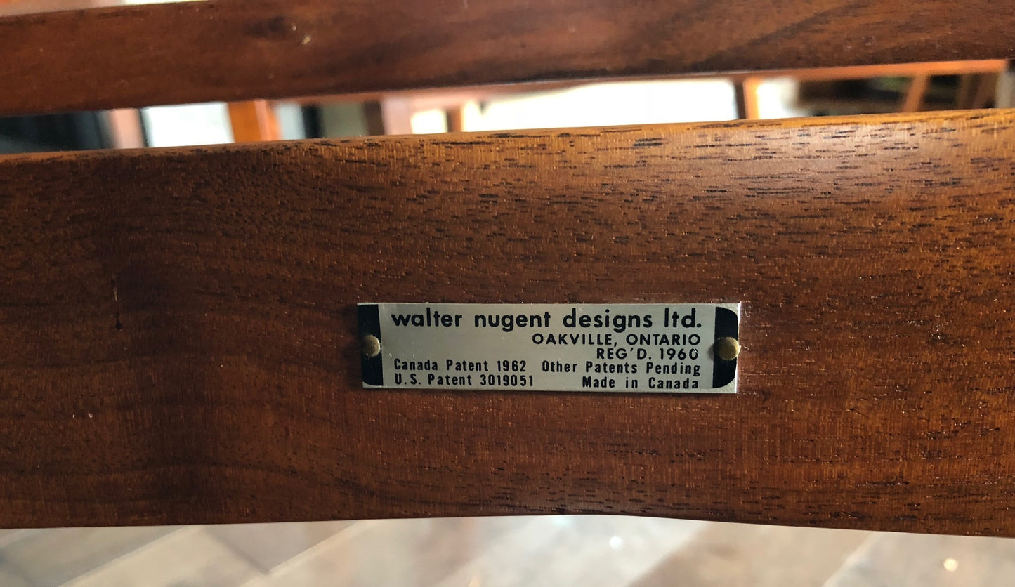 A Pair of REFINISHED REUPHOLSTERED MCM Walnut Armchairs by Walter Nugent, each $499 - Mid Century Modern Toronto