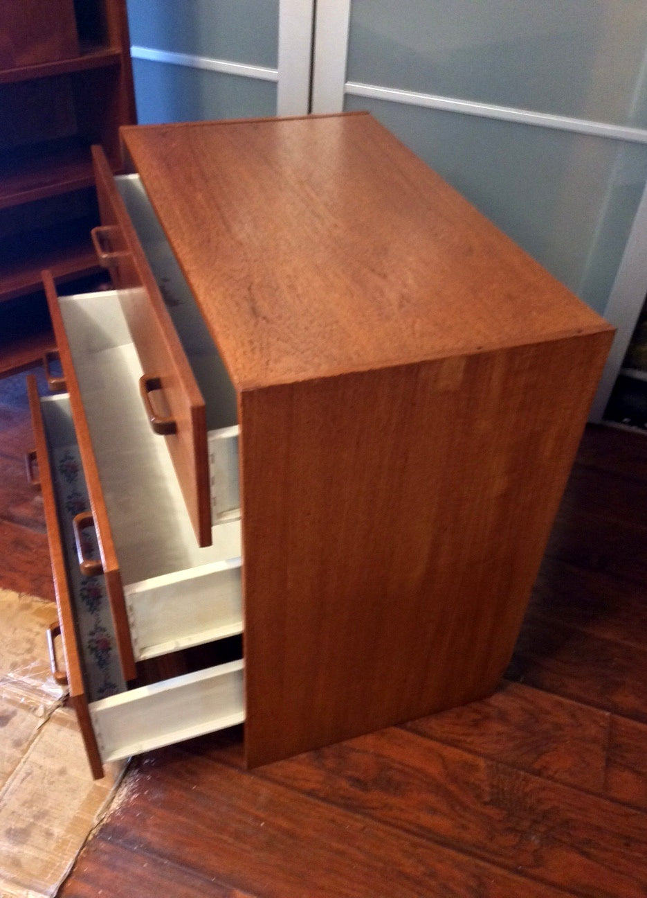 Swedish Mid Century Modern Teak Dresser 3 Drawers REFINISHED - Mid Century Modern Toronto