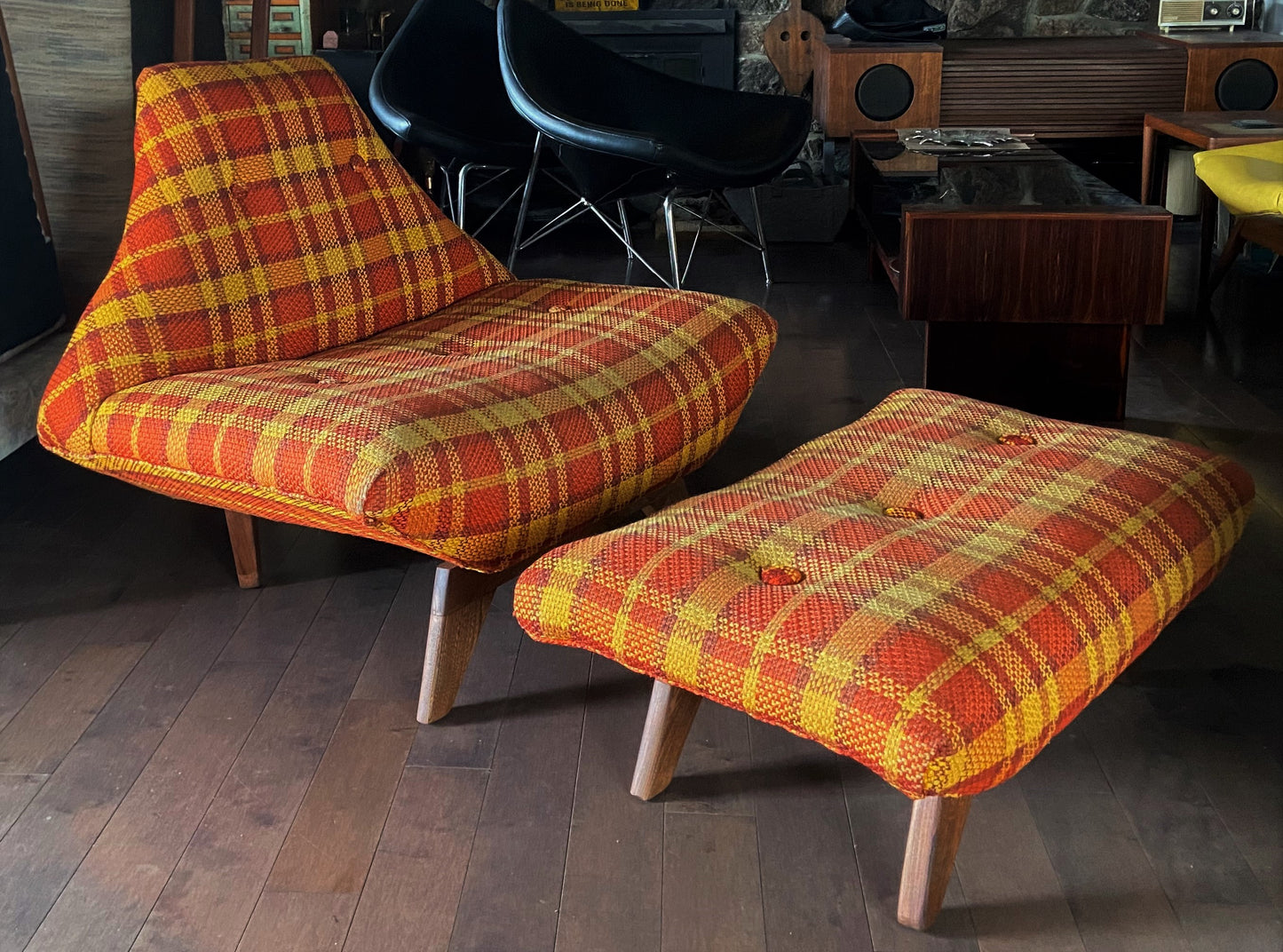 RESTORED MCM Large Lounge Chair & Ottoman in Adrian Pearsall style