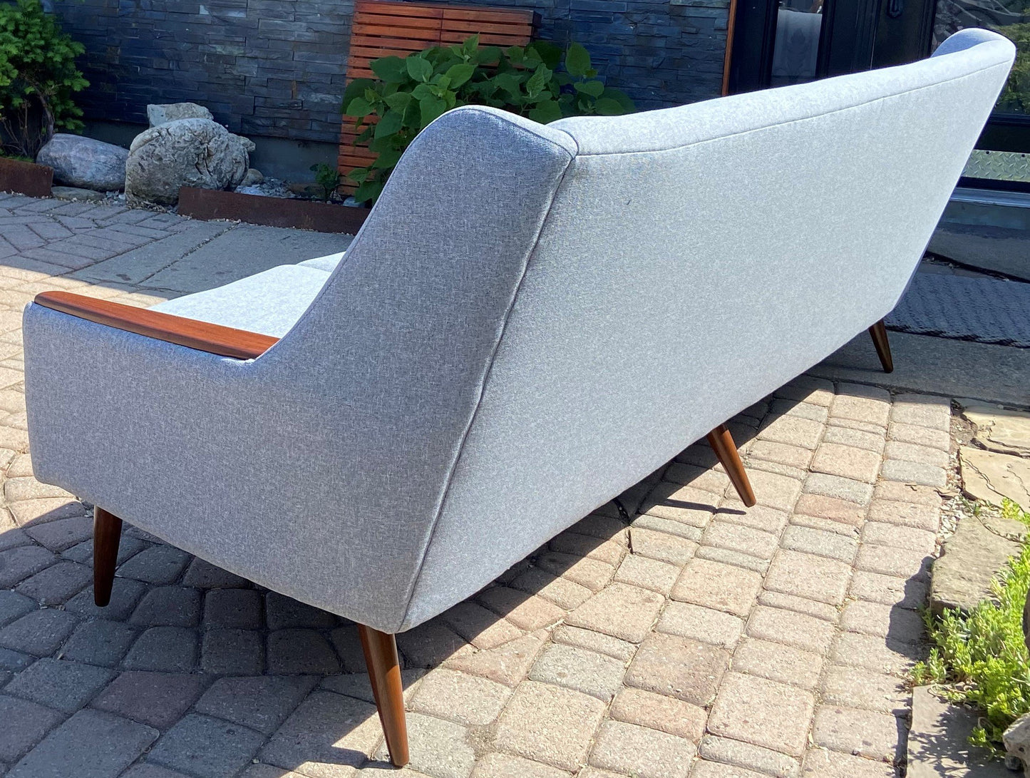 REFINISHED REUPHOLSTERED Danish MCM Teak Sofa 4-Seater