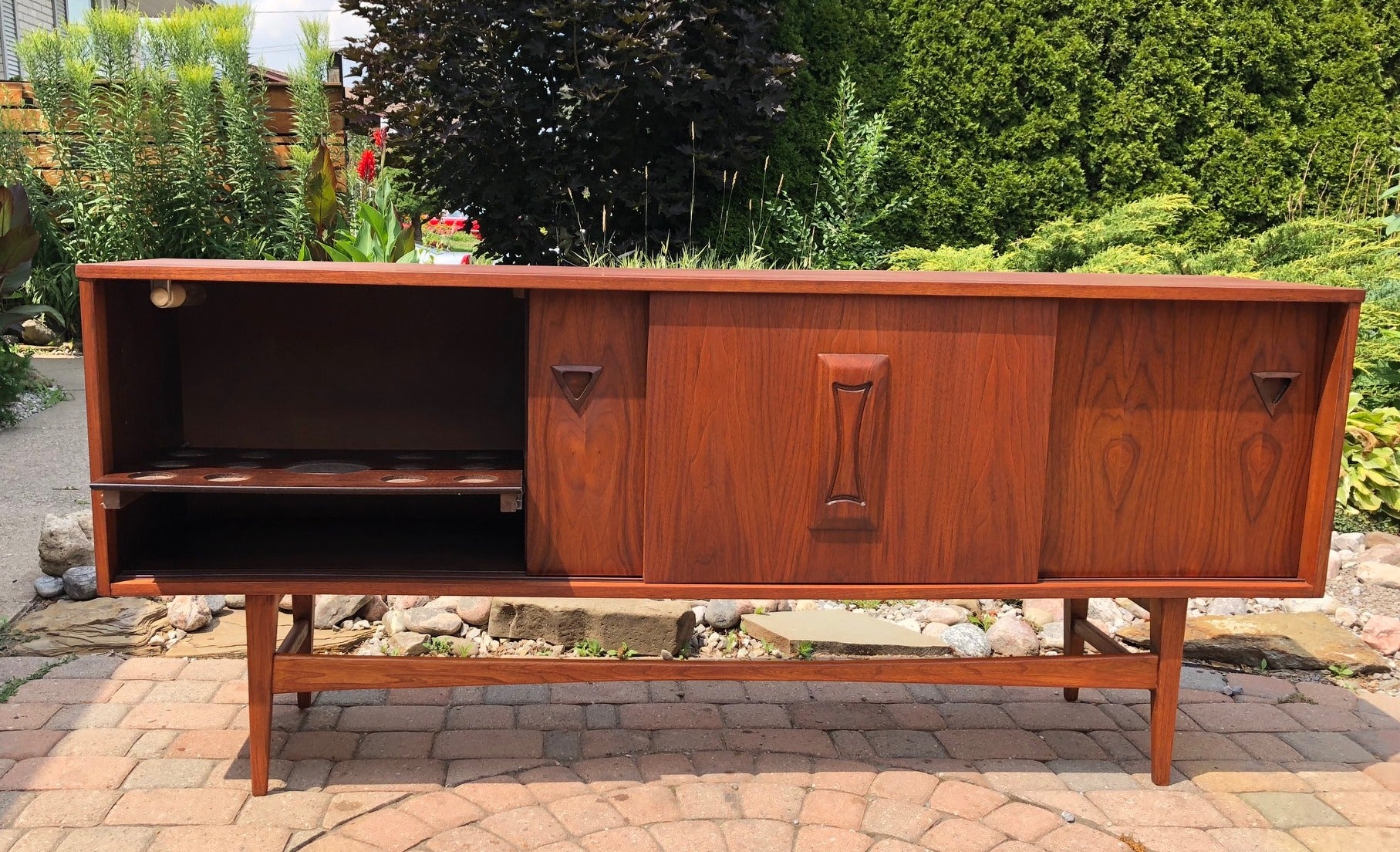 RESERVED for M. ****REFINISHED MCM Walnut Sideboard TV Console 70"almost perfect - Mid Century Modern Toronto
