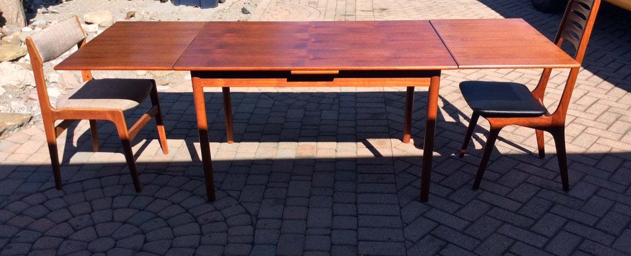 REFINISHED Mid Century Modern Teak Dining Table Extendable with 2 Leaves / Draw Leaf/ Pocket Leaf made in Denmark - Mid Century Modern Toronto