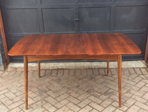REFINISHED MCM Walnut Table w 1 leaf 50"-72" - Mid Century Modern Toronto