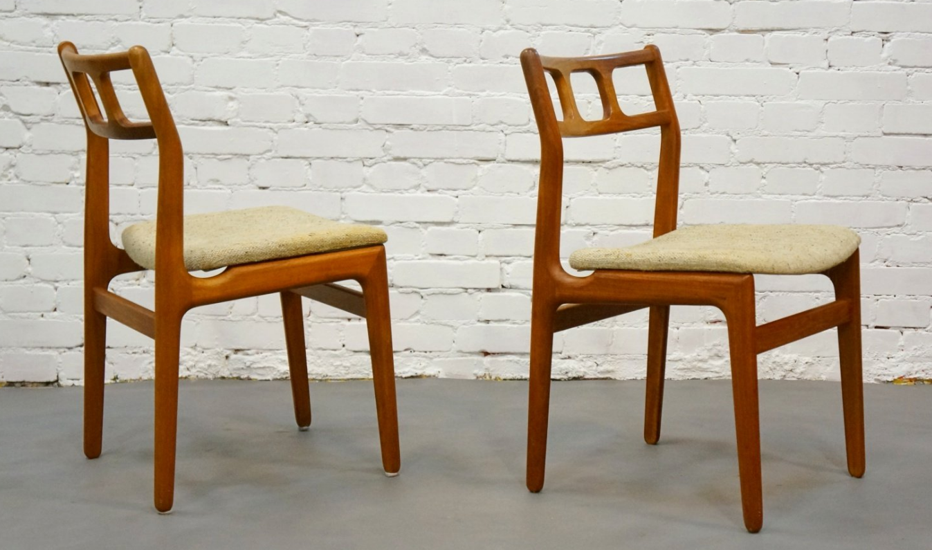 6 REFINISHED Danish Mid Century Modern Teak Chairs will be REUPHOLSTERED