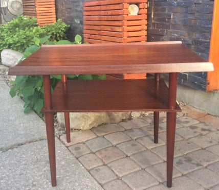REFINISHED Danish MCM Teak Accent Table w Shelf - Mid Century Modern Toronto