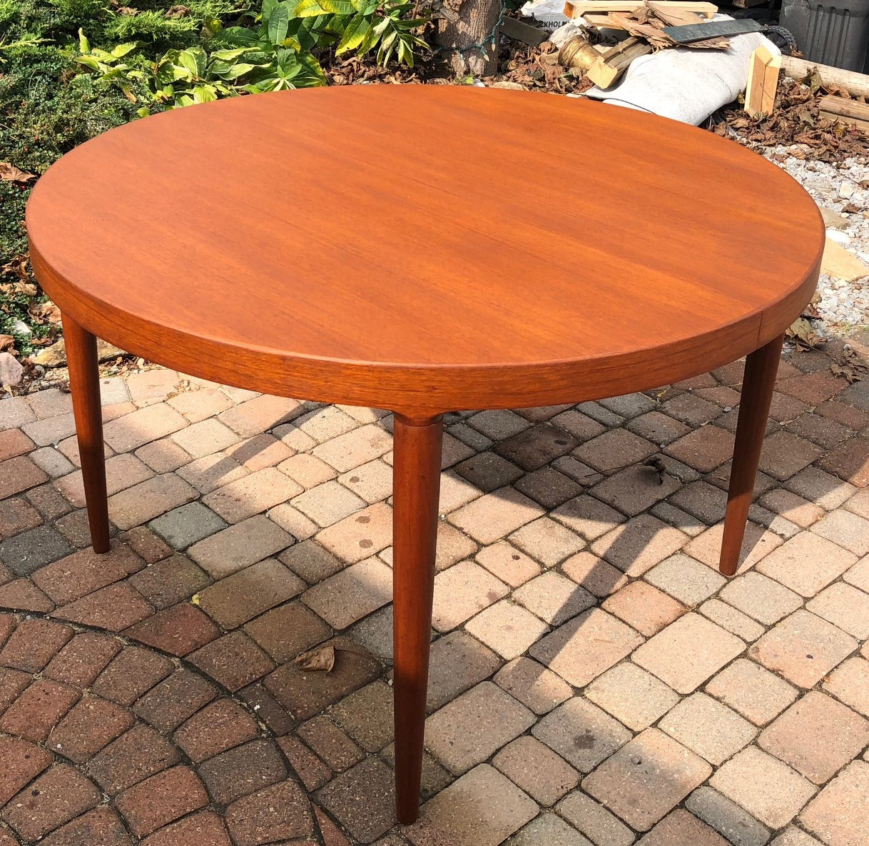 REFINISHED Danish MCM Round Teak Table w 2 Leaves 47"-86.5" by Harry Ostergaard - Mid Century Modern Toronto