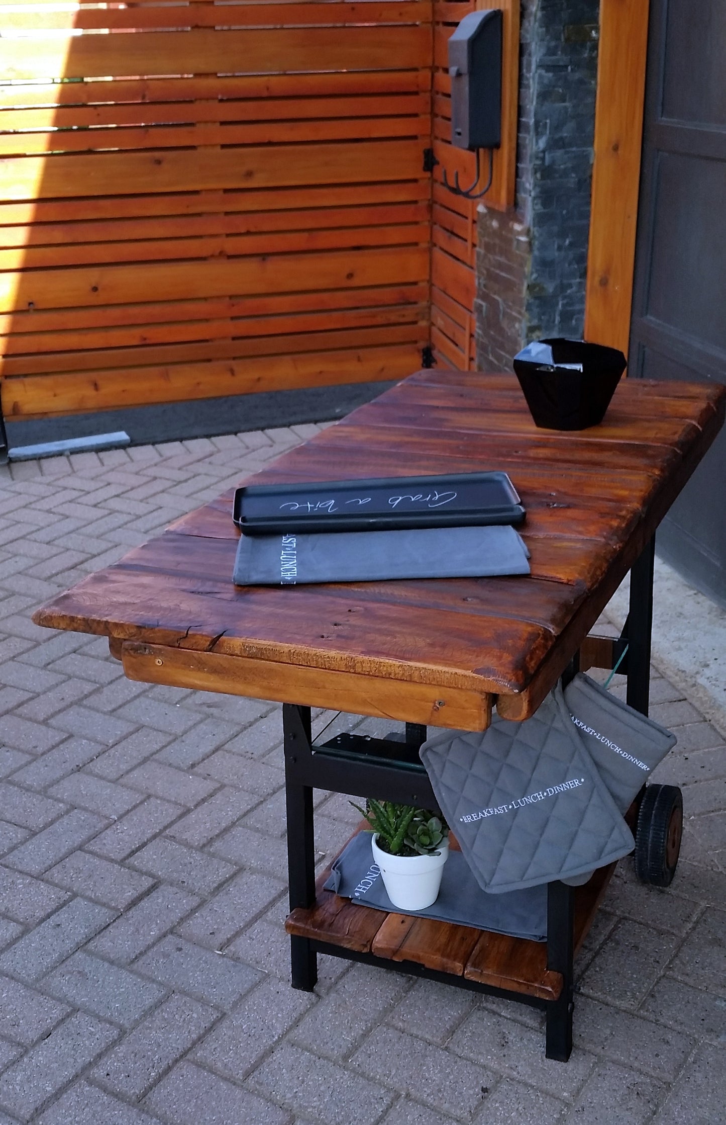 Bar Serving Cart Trolley One of the Kind Reclaimed Industrial Modern Rustic - Mid Century Modern Toronto
