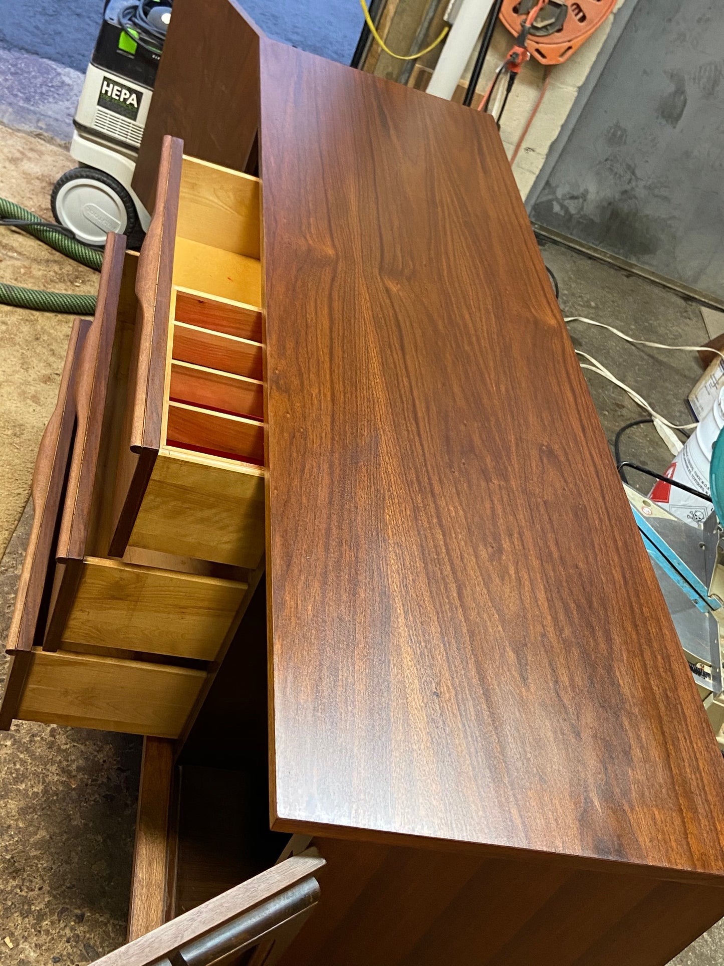 REFINISHED MCM Walnut Buffet Sideboard 5 ft Perfect