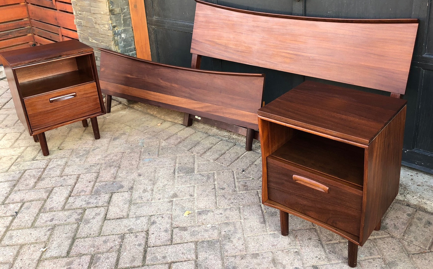 REFINISHED MCM SOLID TEAK Dresser, Tallboy, Nightstands, Bed frame by Imperial- PERFECT - Mid Century Modern Toronto