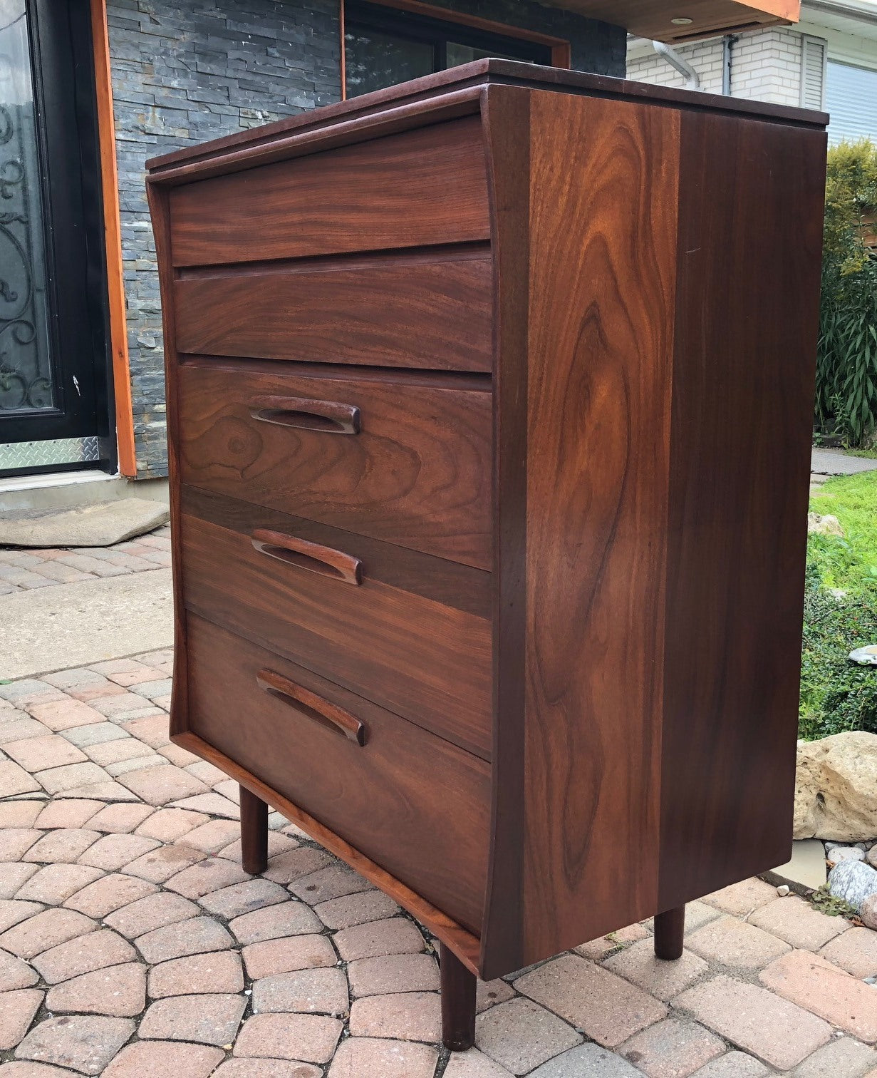REFINISHED MCM SOLID TEAK Dresser, Tallboy, Nightstands, Bed frame by Imperial- PERFECT - Mid Century Modern Toronto