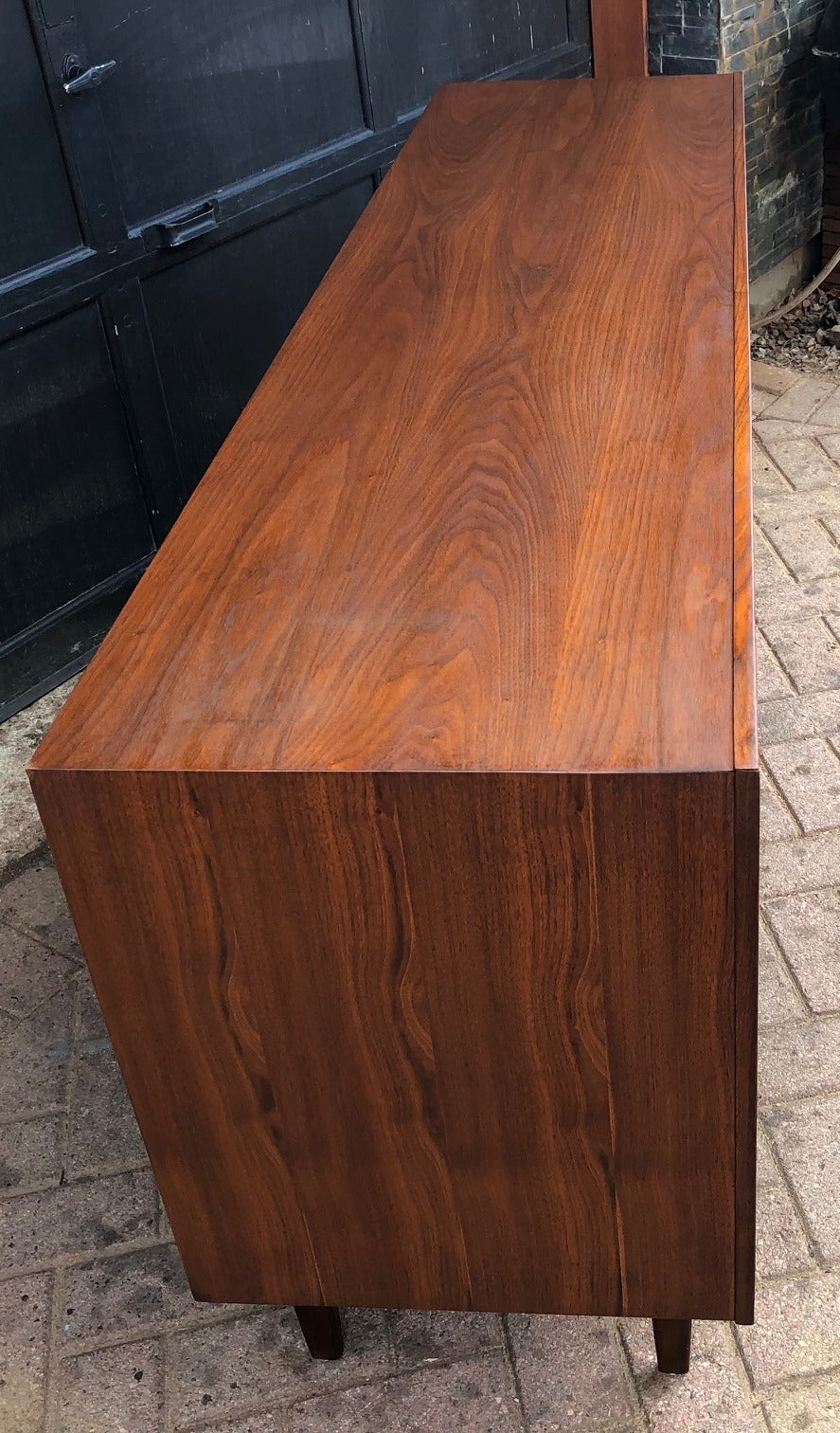 REFINISHED MCM Walnut Credenza w sliding doors 68" - Mid Century Modern Toronto