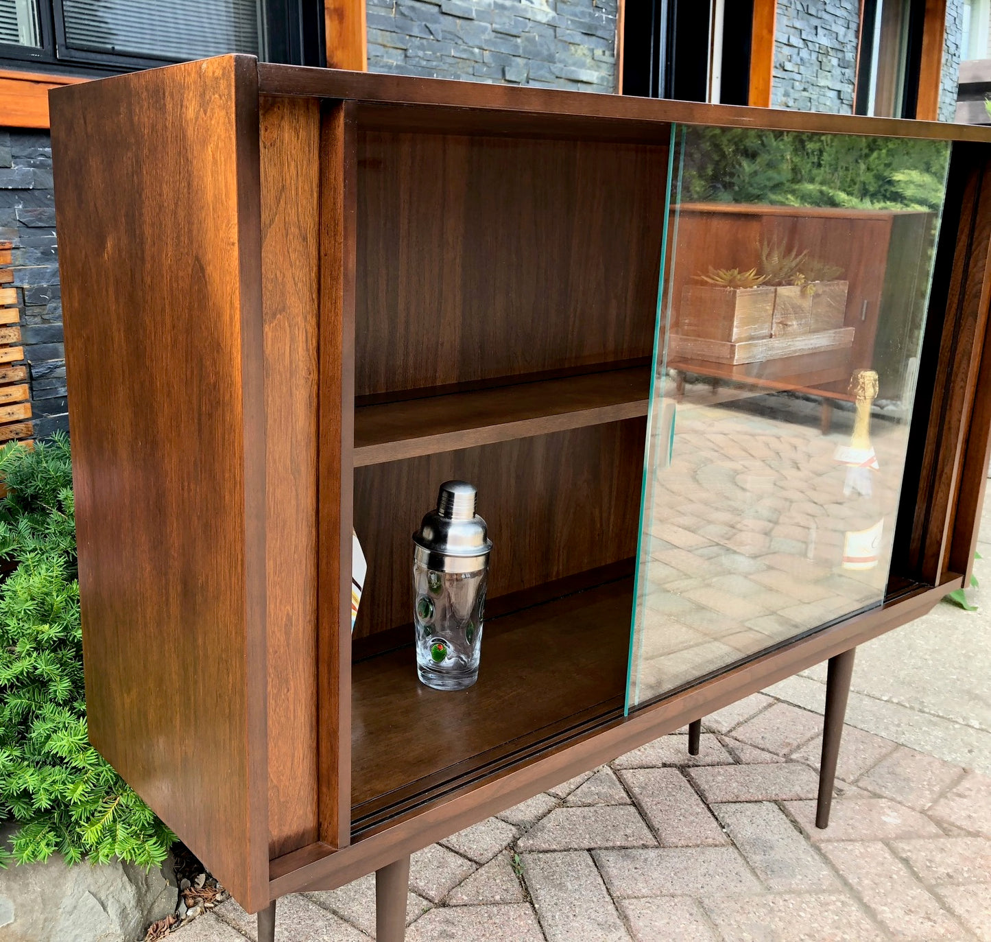 Dark Walnut MCM Display Bookcase 48" - Mid Century Modern Toronto
