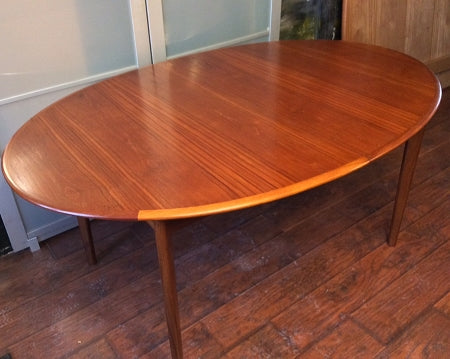 REFINISHED MCM Teak Table Oval (no leaf) 64" x 42", perfect - Mid Century Modern Toronto