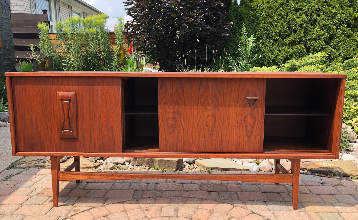 RESERVED for M. ****REFINISHED MCM Walnut Sideboard TV Console 70"almost perfect - Mid Century Modern Toronto