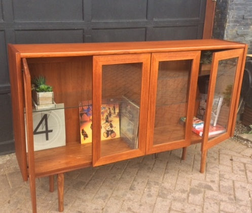 REFINISHED MCM Teak Display Bookcase Records 65" - Mid Century Modern Toronto