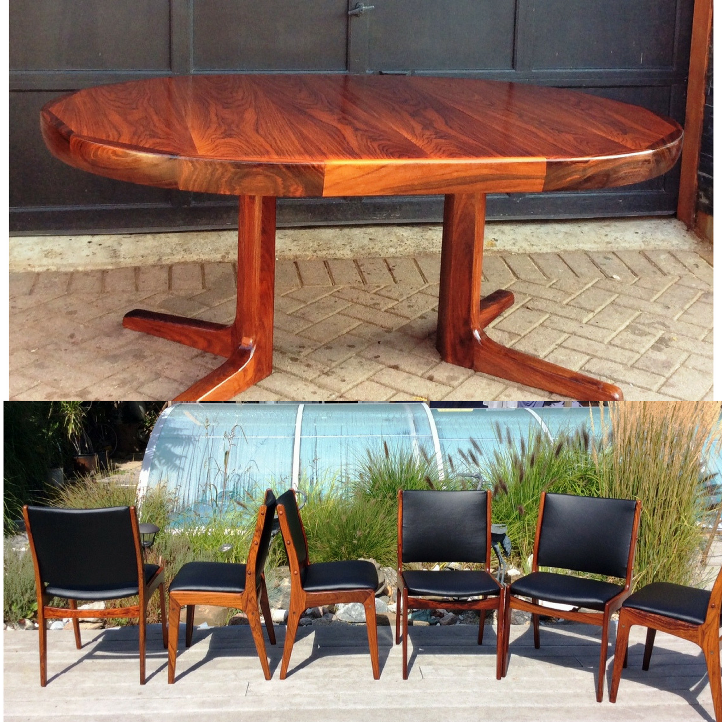 Danish MCM Rosewood Extension Table REFINISHED, 6 Chairs REUPHOLSTERED - Mid Century Modern Toronto