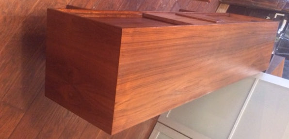 Mid Century Modern Walnut Credenza w Sliding Doors REFINISHED 70” - Mid Century Modern Toronto