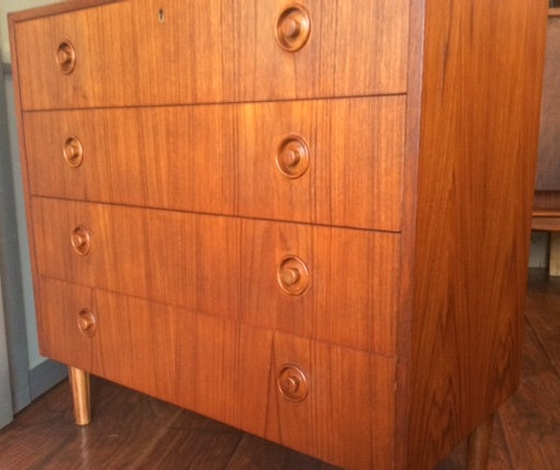 REFINISHED Mid Century Modern Teak Dresser 4 Drawers 31" - Mid Century Modern Toronto