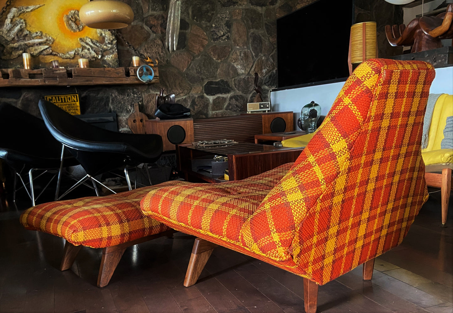 RESTORED MCM Large Lounge Chair & Ottoman in Adrian Pearsall style