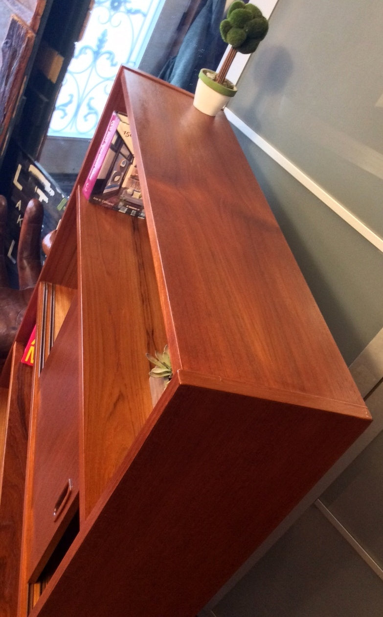 Danish MCM Teak Display Bookcase Bar Narrow REFINISHED 35.5" - Mid Century Modern Toronto