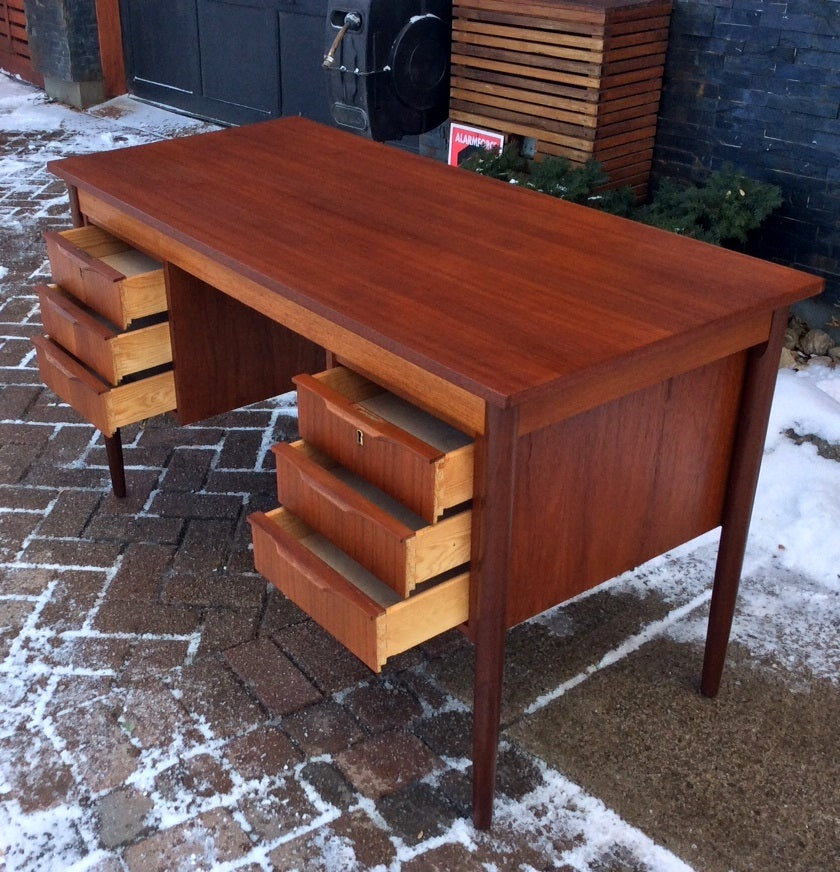 Danish Mid Century Modern Teak Desk REFINISHED Free Standing - Mid Century Modern Toronto