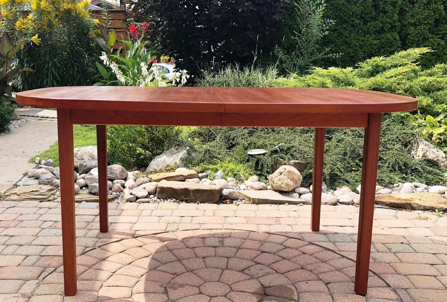 REFINISHED MCM Teak Table Rounded (no leaf) 6-Seater 39"x59' - Mid Century Modern Toronto