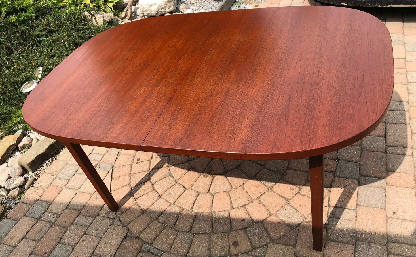 REFINISHED MCM Teak Table Rounded (no leaf) 6-Seater 39"x59' - Mid Century Modern Toronto