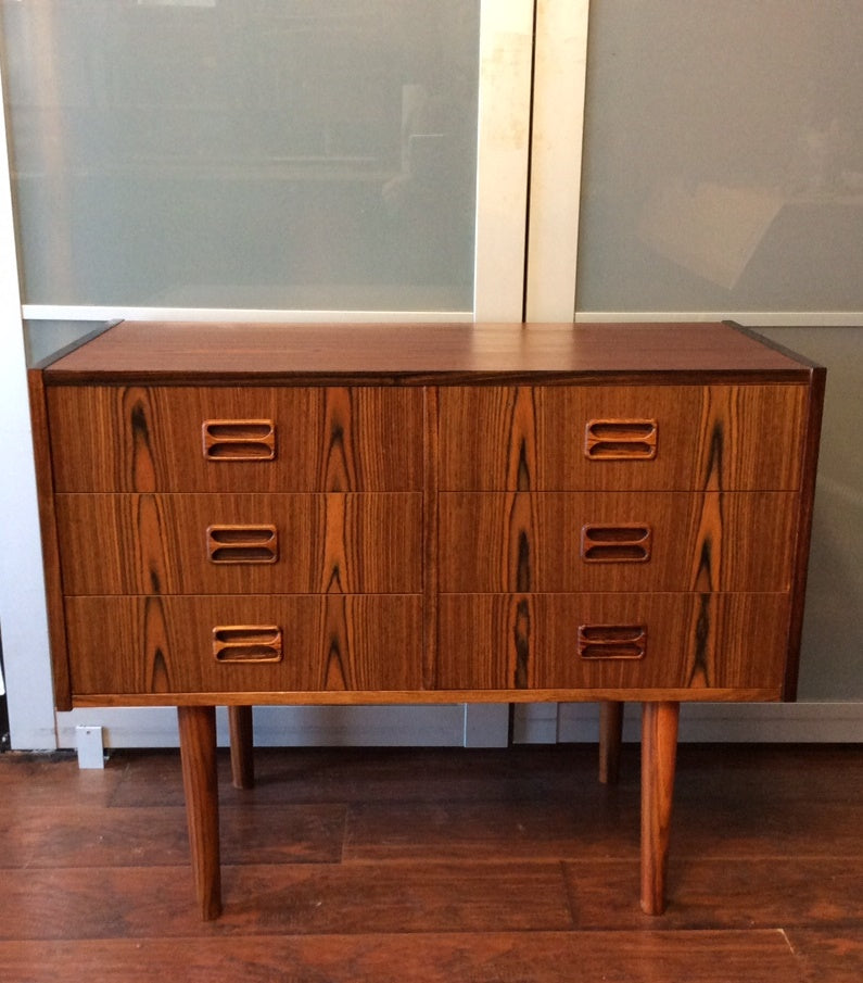 Danish Mid Century Modern Rosewood Dresser 6 Drawers Vanity Entry REFINISHED - Mid Century Modern Toronto