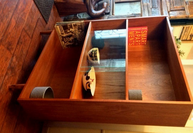 Danish MCM Teak Display China Bookcase Records REFINISHED 42" - Mid Century Modern Toronto