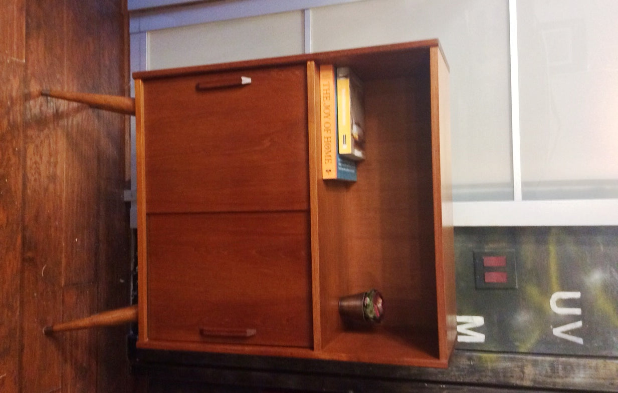 Danish Mid Century Modern Teak Display China w Sliding Doors and Splayed Legs REFINISHED - Mid Century Modern Toronto